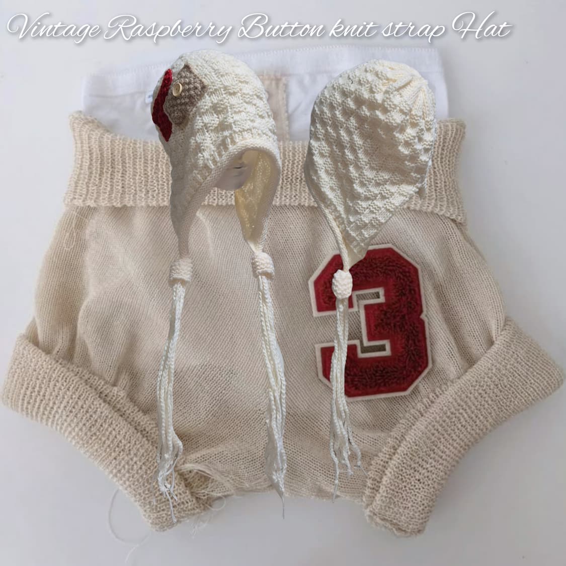 Vintage Raspberry knit strap Hat 상품이미지1