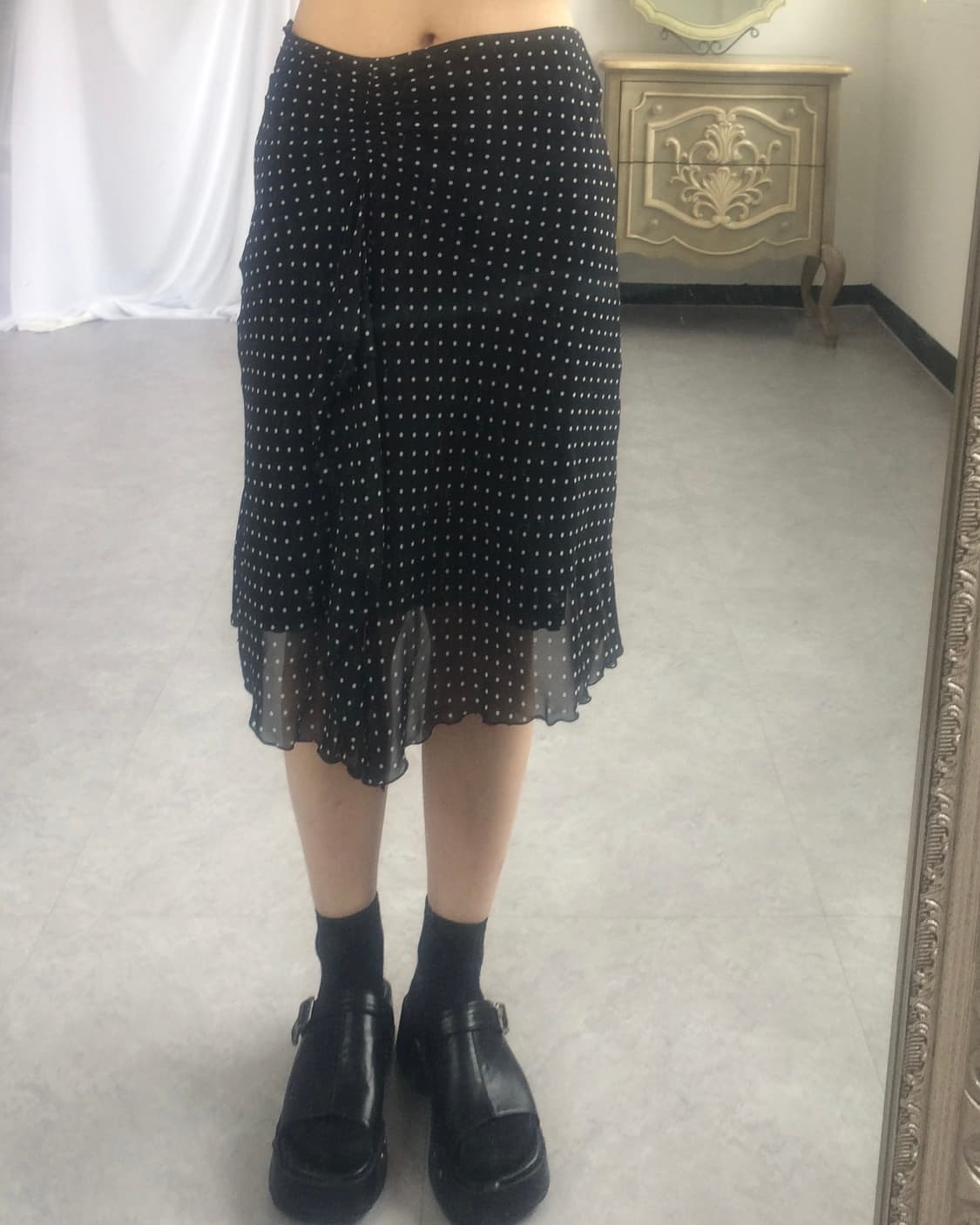 Dot pattern frill midi skirt 상품이미지5