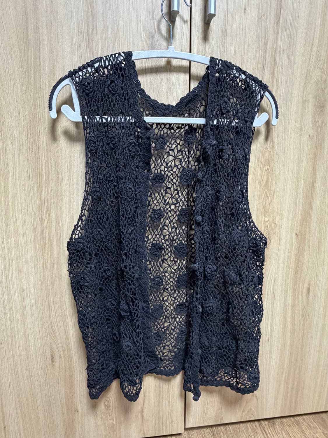 모리걸 꽃 크로셰 그물 베스트 가디건 하구미 스즈코 상품이미지1