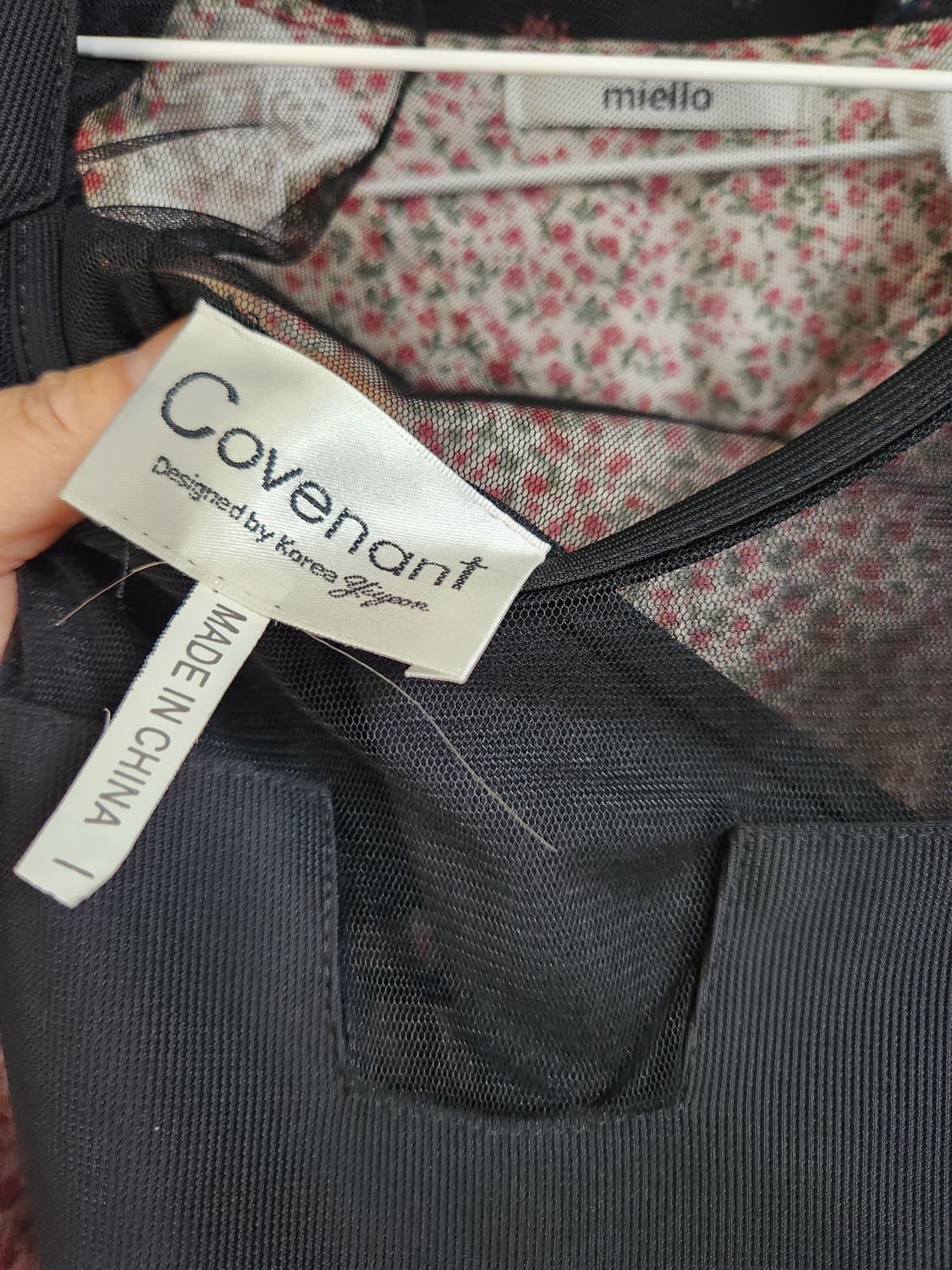 블랙 시스루 배색 미니 원피스 XS 상품이미지4