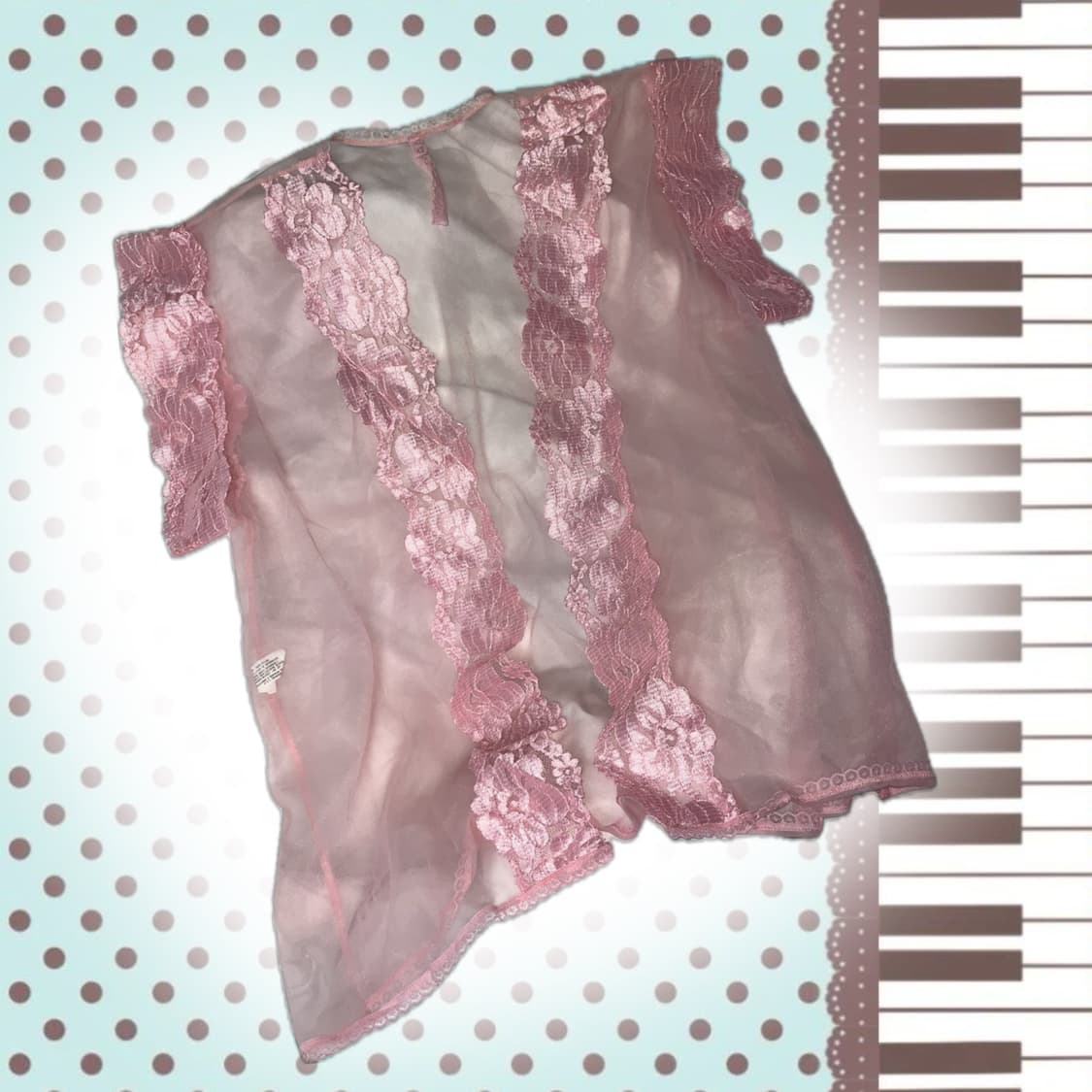 플라워 패턴 민트 원피스+핑크 레이스 볼레로 히메 갸루 모리걸 y2k 상품이미지5