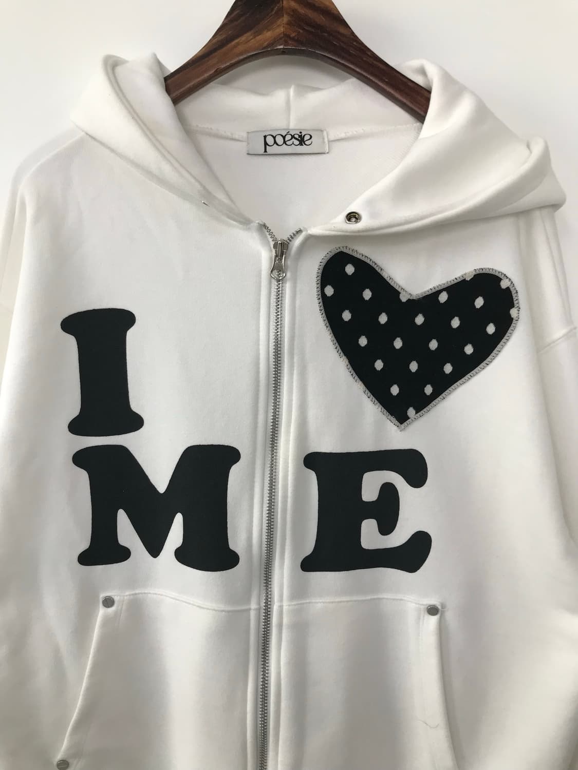 Vintage 빈티지 하트도트 화이트 후드집업 상품이미지4