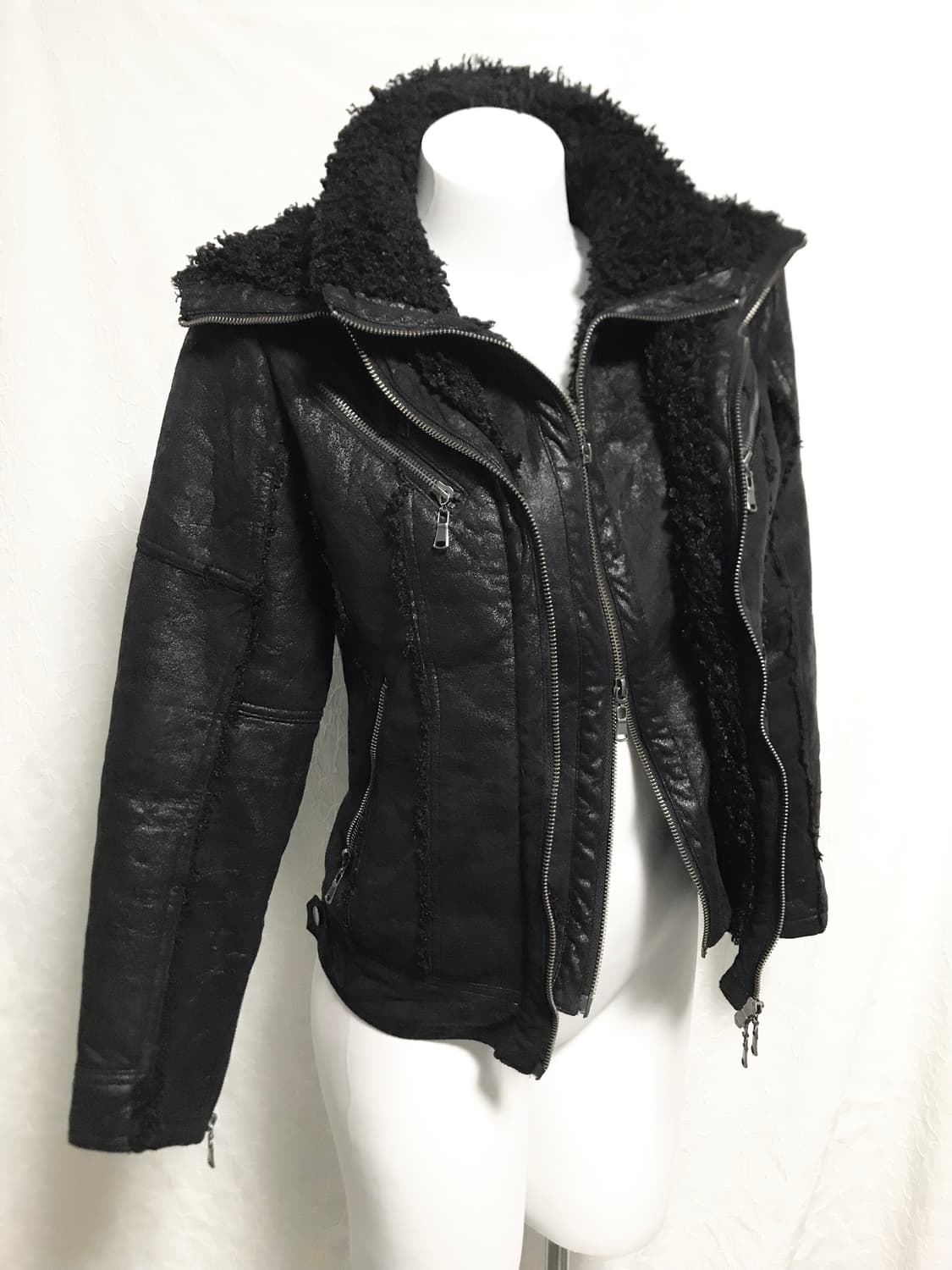 택포•빈티지 xfrm vkei 펑크 시어링 더블 지퍼 무스탕 자켓 상품이미지1