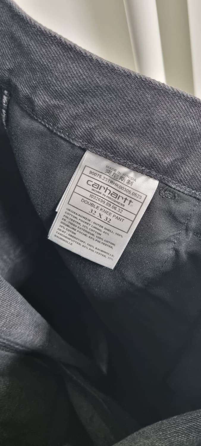 칼하트WIP 더블 니 팬츠 스미스 블랙 스톤 워시드 W32L32 상품이미지5
