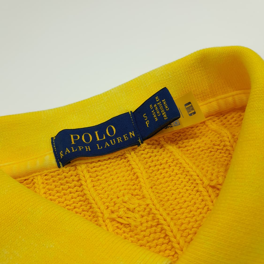 CN741W S 폴로 랄프로렌 QR 워시드옐로우 케이블 반팔 니트 스웨터 상품이미지4
