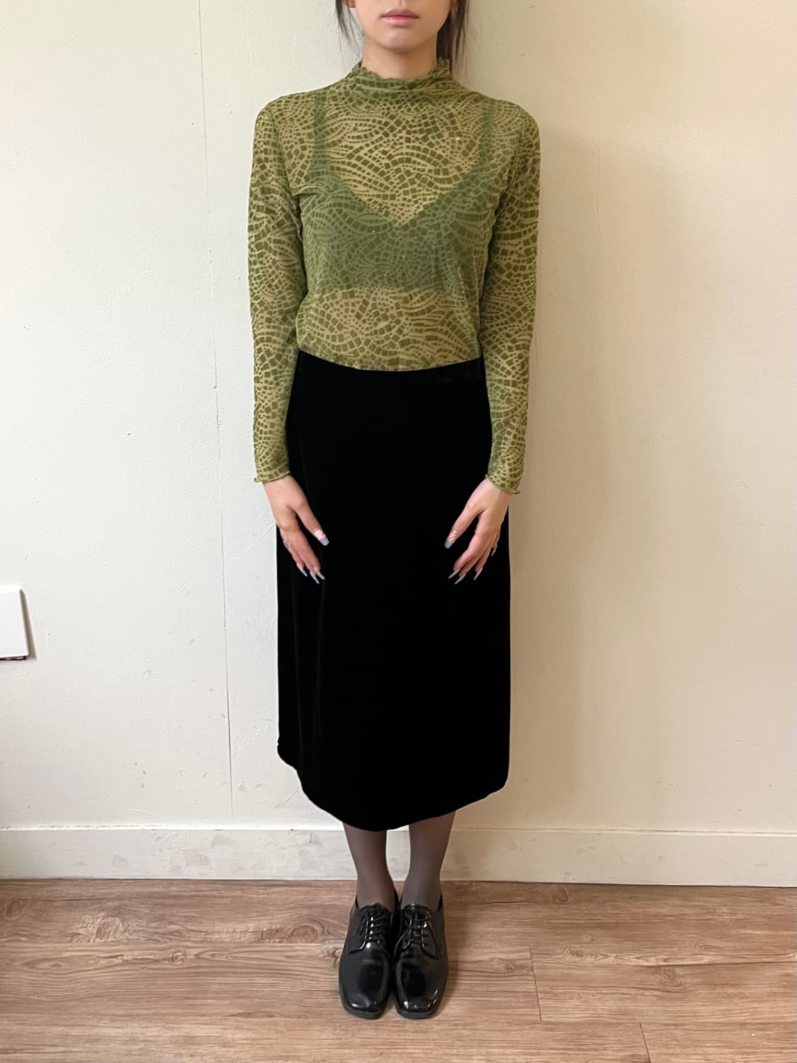 L’AUBE du NONA 벨벳 스커트 상품이미지6