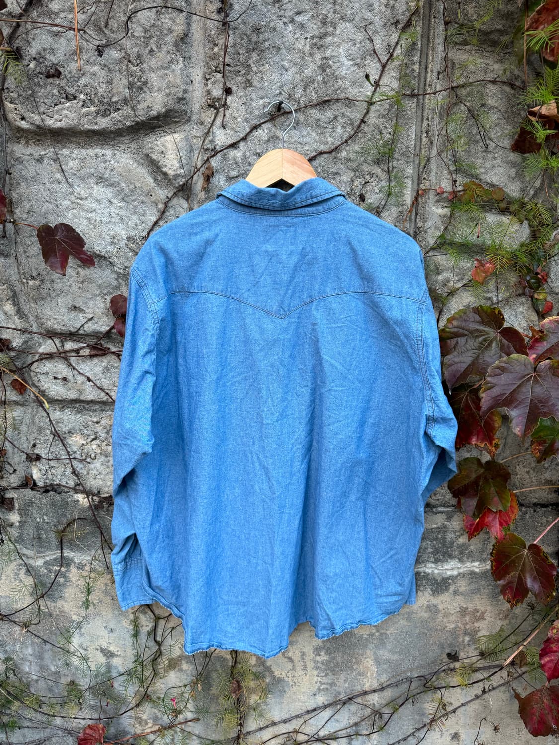 랭글러 빈티지 데님 샴브레이 웨스턴 셔츠 빅사이즈 상품이미지2