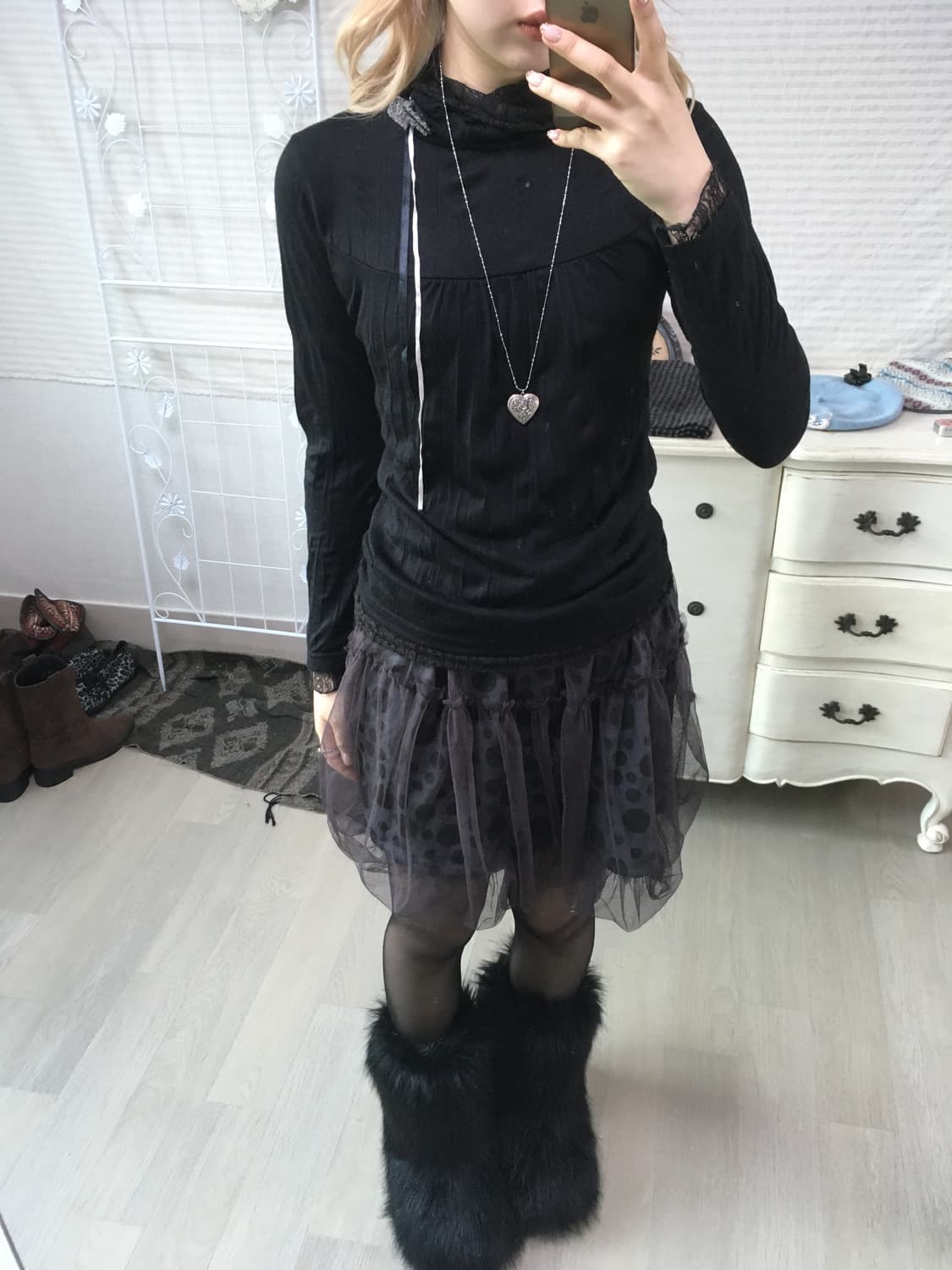 jpn vintage black lace layered ribbon 상품이미지3