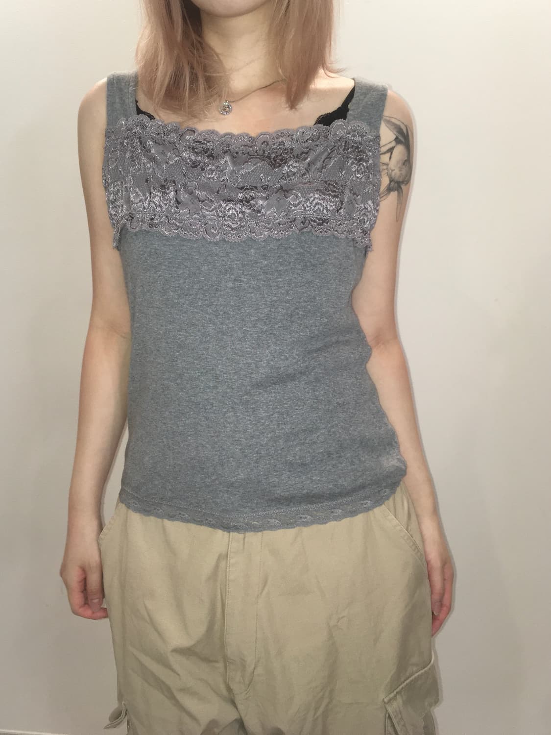jpn vintage grey lace sleeveless 상품이미지2