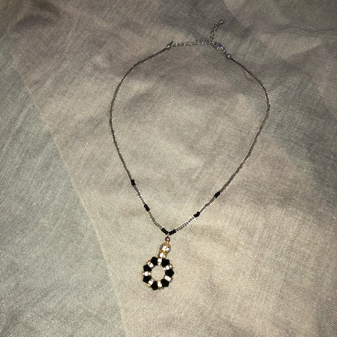 빈티지 핸드메이드 블랙 골드 비즈 목걸이 오리엔탈 페어리 상품이미지1