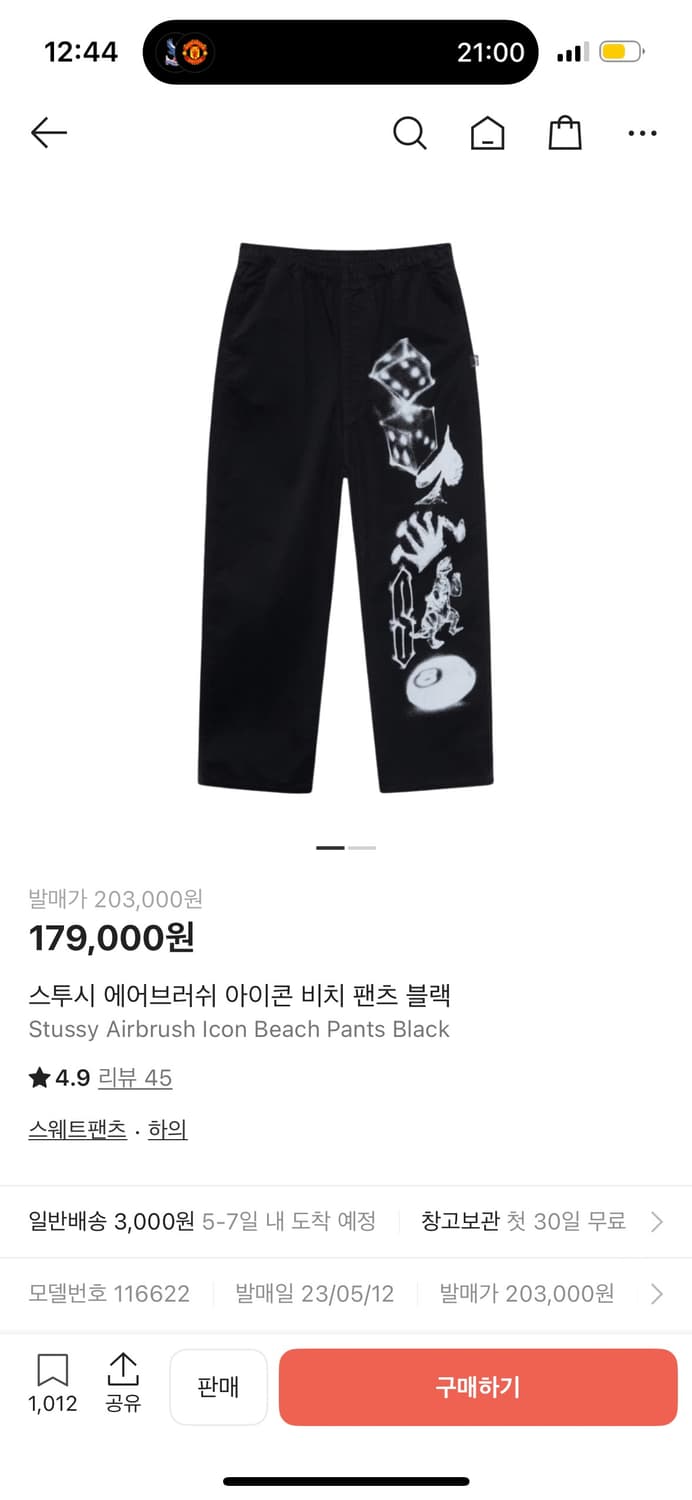 스투시 에어브러쉬 아이콘 비치 팬츠 XL 상품이미지4