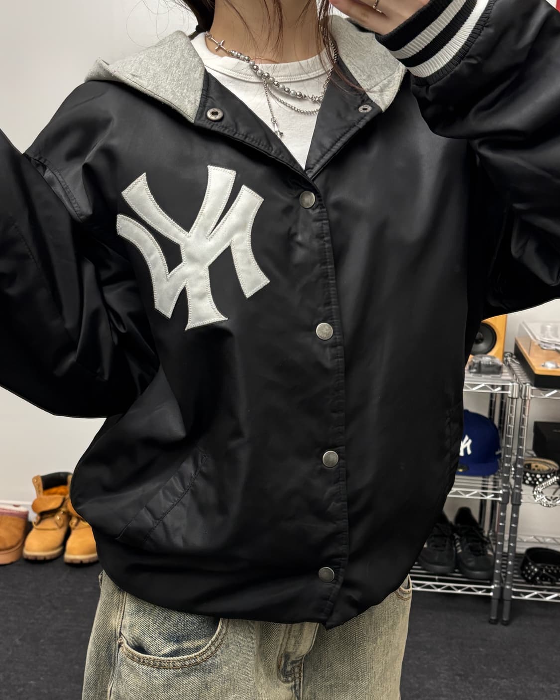 마제스틱 00s 뉴욕 양키즈 스타디움 점퍼 블랙 상품이미지1