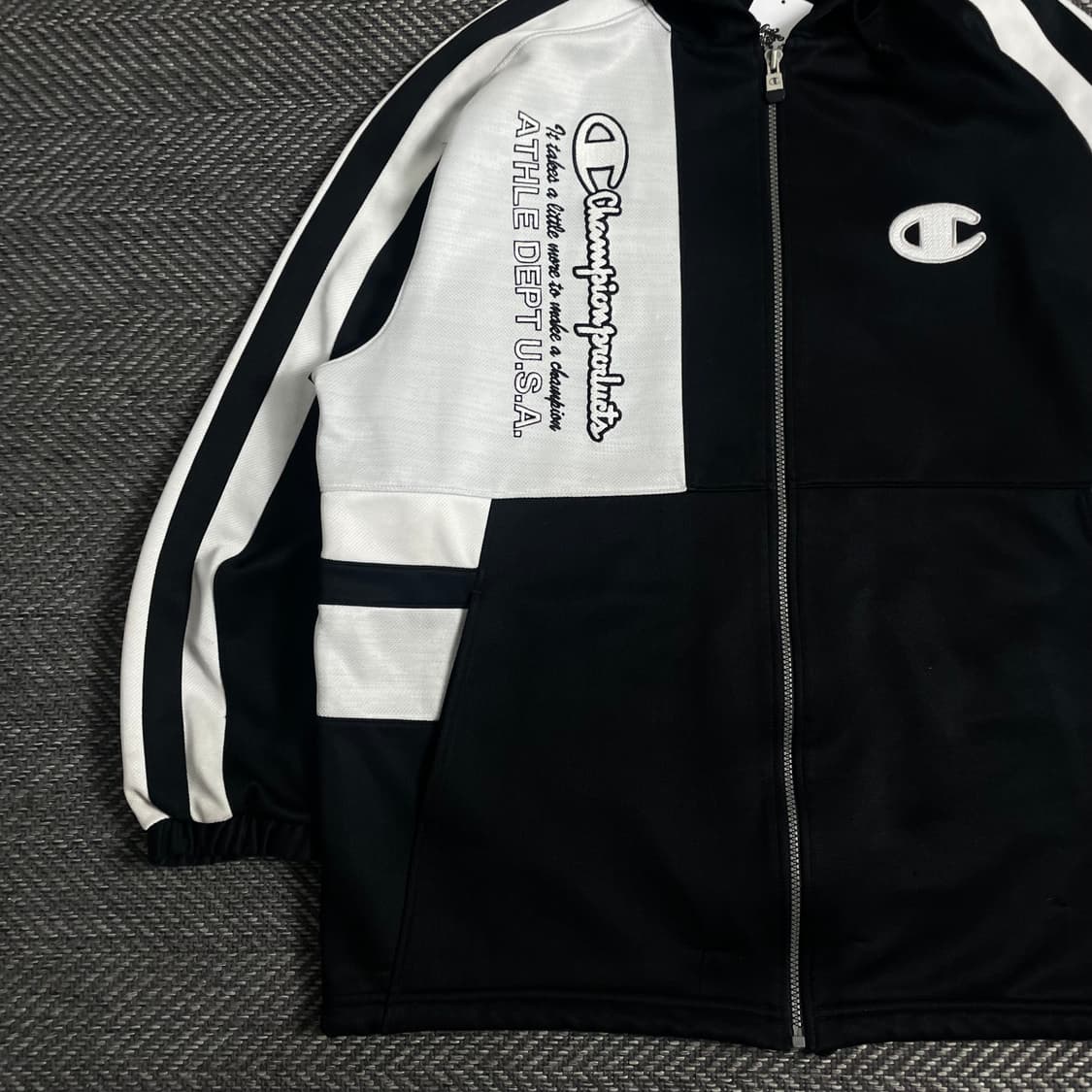 90s 챔피온 올드스쿨 스펠아웃 빅로고 후드 트랙탑 자켓 y 3596 상품이미지5