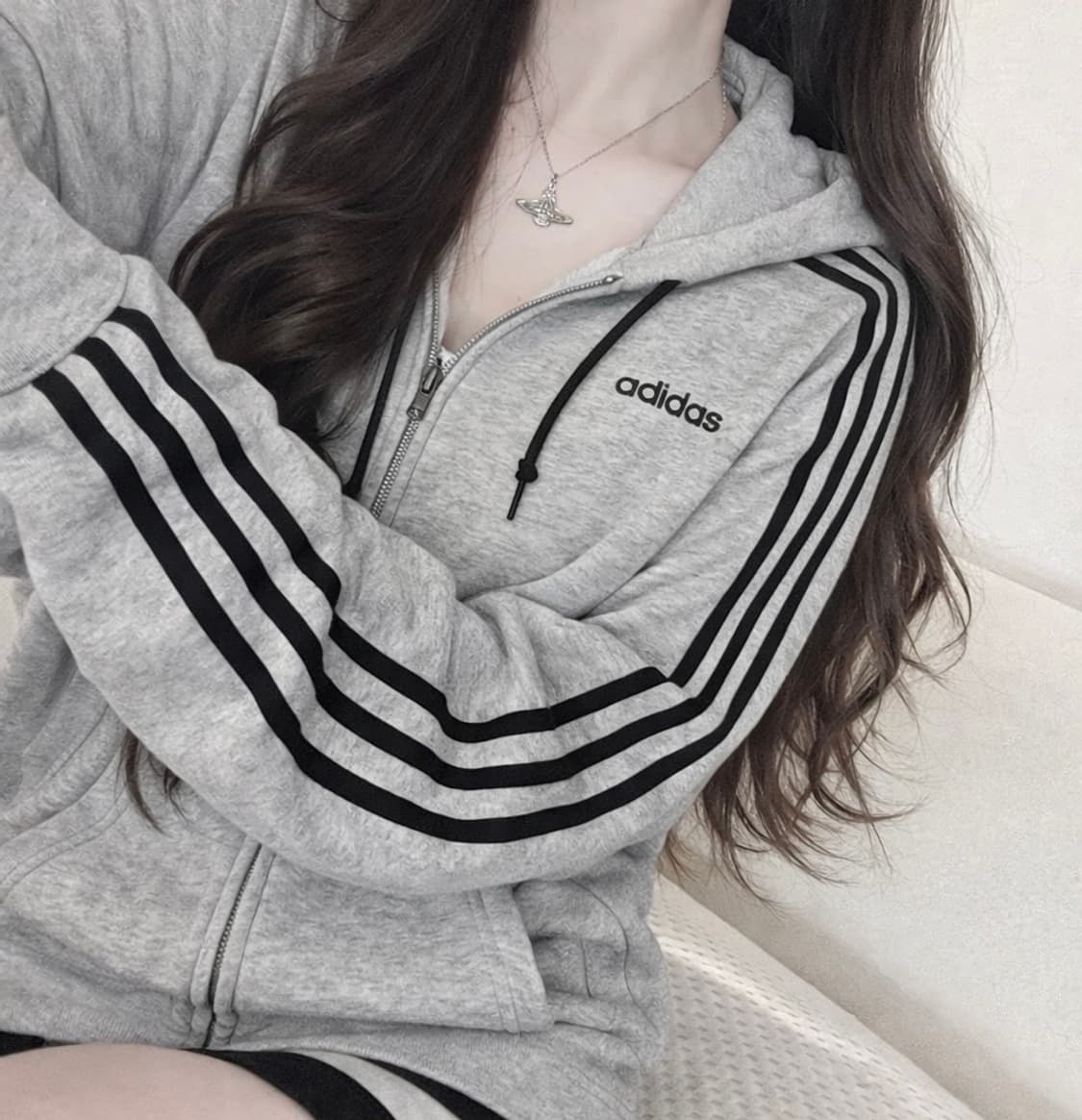 🐰아디다스 그레이 스펠아웃 코튼 후드집업🖤 상품이미지1