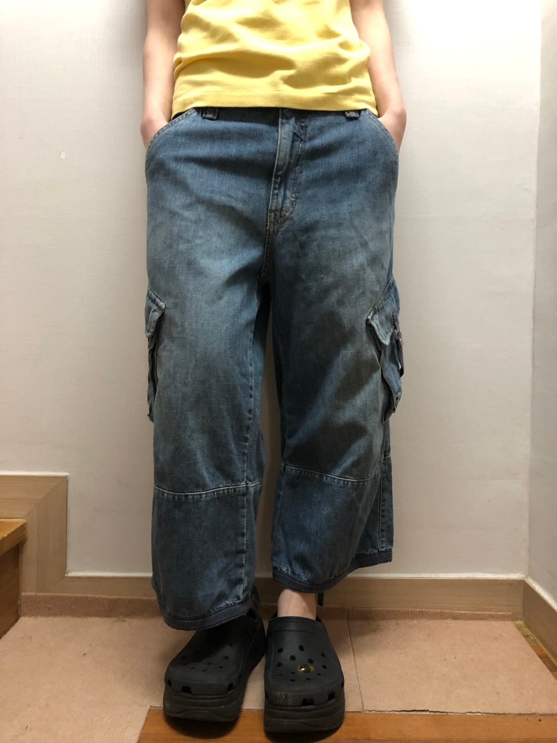 빈티지 게스 데님 카고 버뮤다 팬츠 상품이미지8