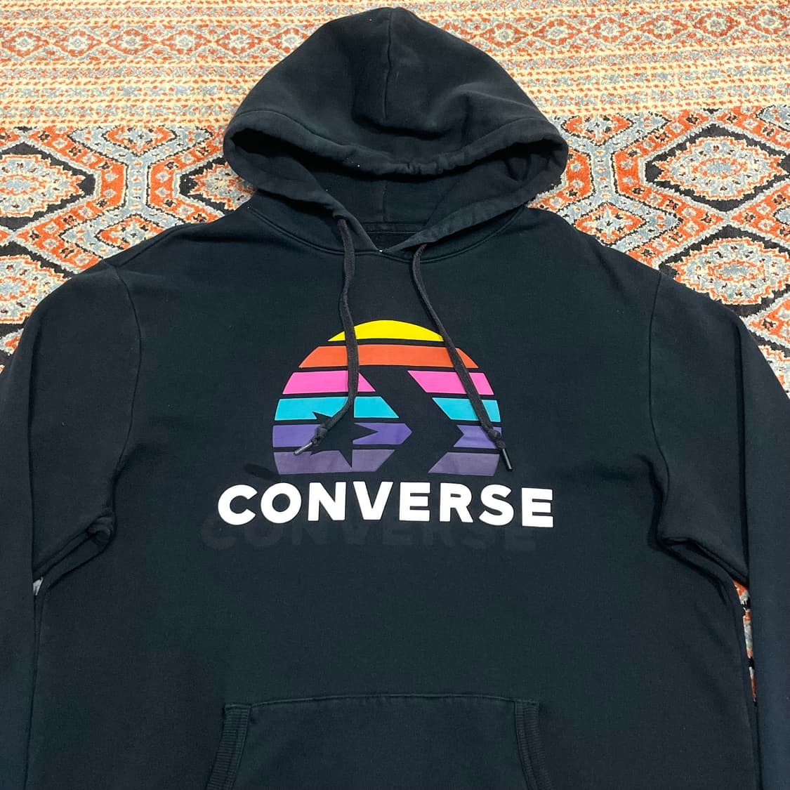 컨버스 스펠로고 블랙 기모 후드티셔츠 남성XXL 상품이미지2