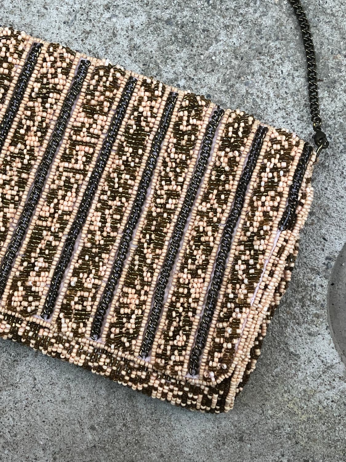 brown pattern beaded chain bag  상품이미지2