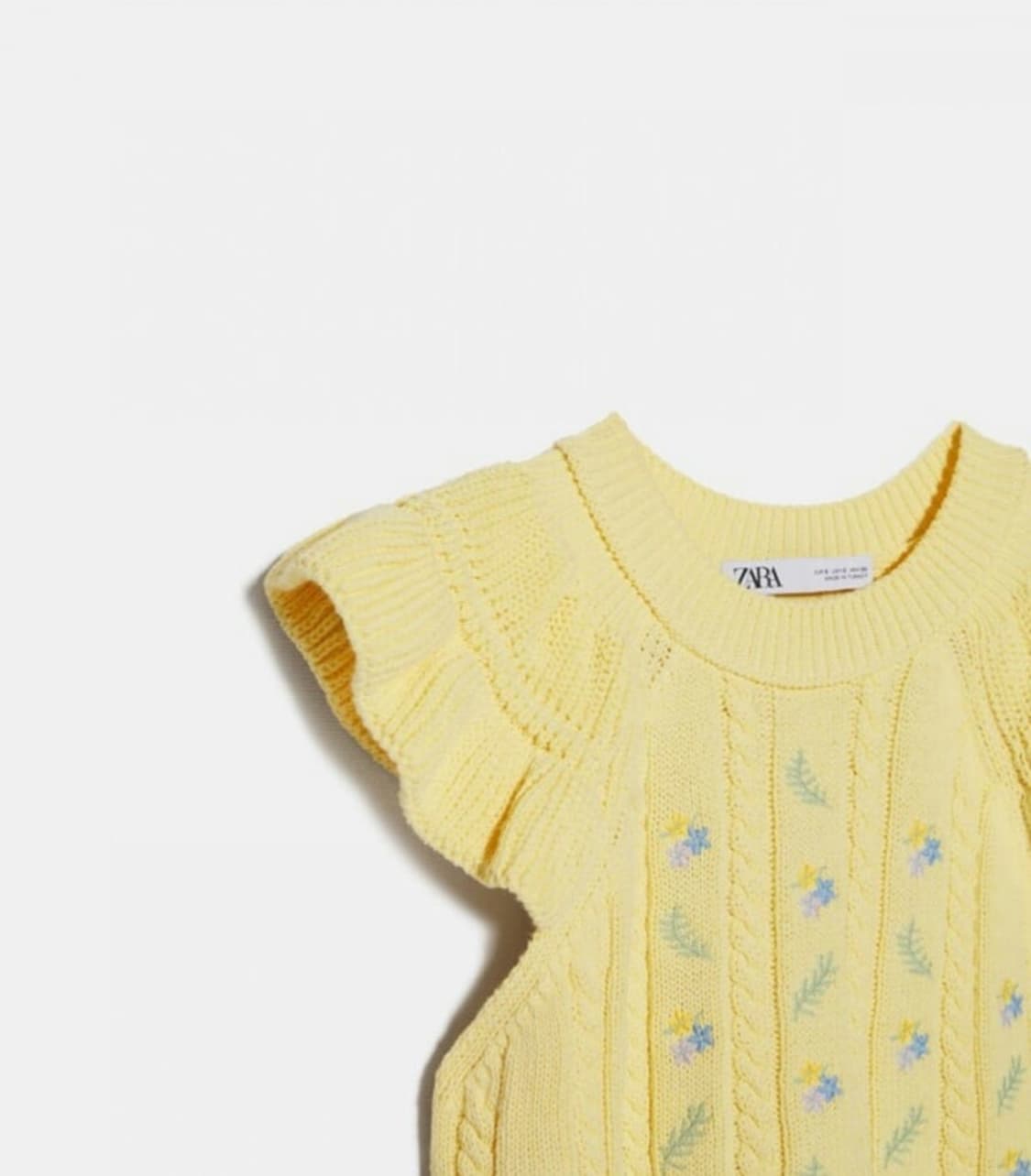 ZARA 플라워 패턴 니트 조끼 옐로우 S 상품이미지1