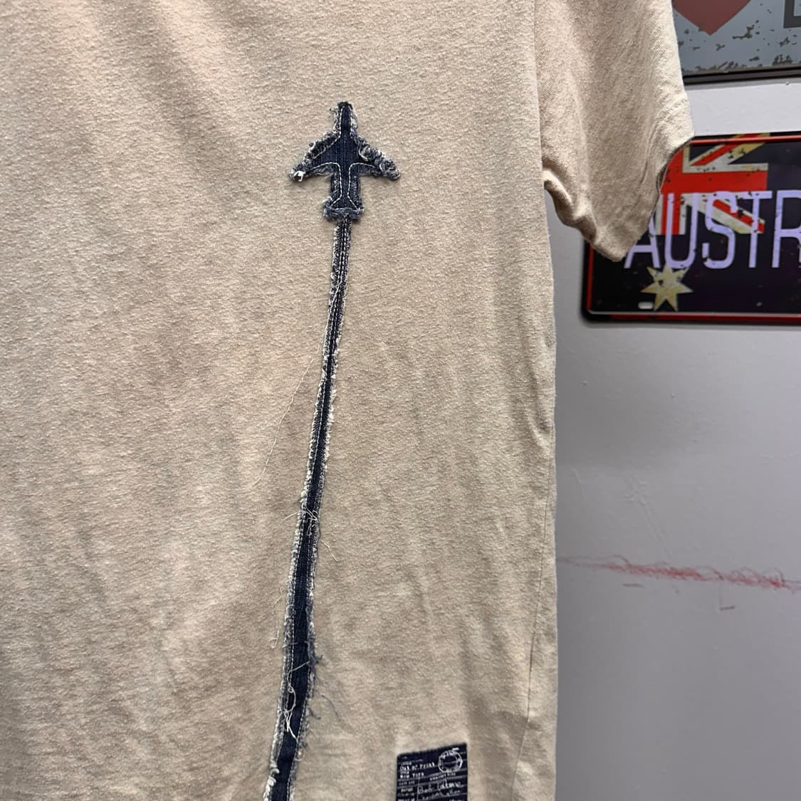 Beige Denim Patch Detail T-Shirt  상품이미지8