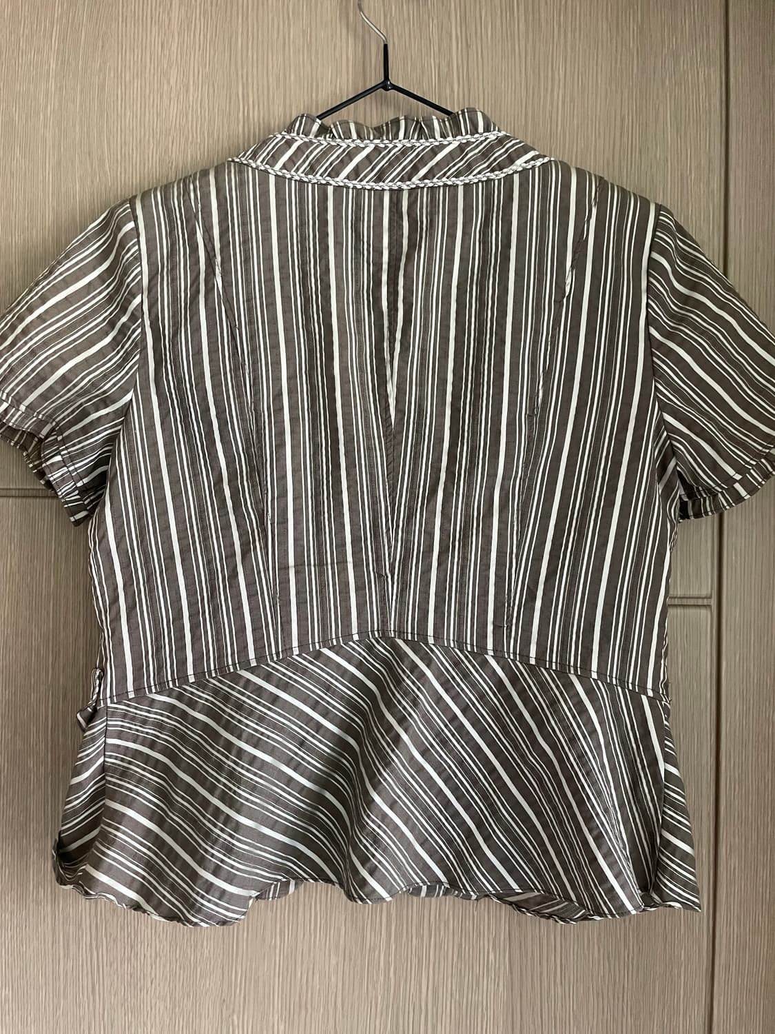 y2k 갸루 펑크 브라운 실버 스트라이프 크롭 블라우스 상품이미지5