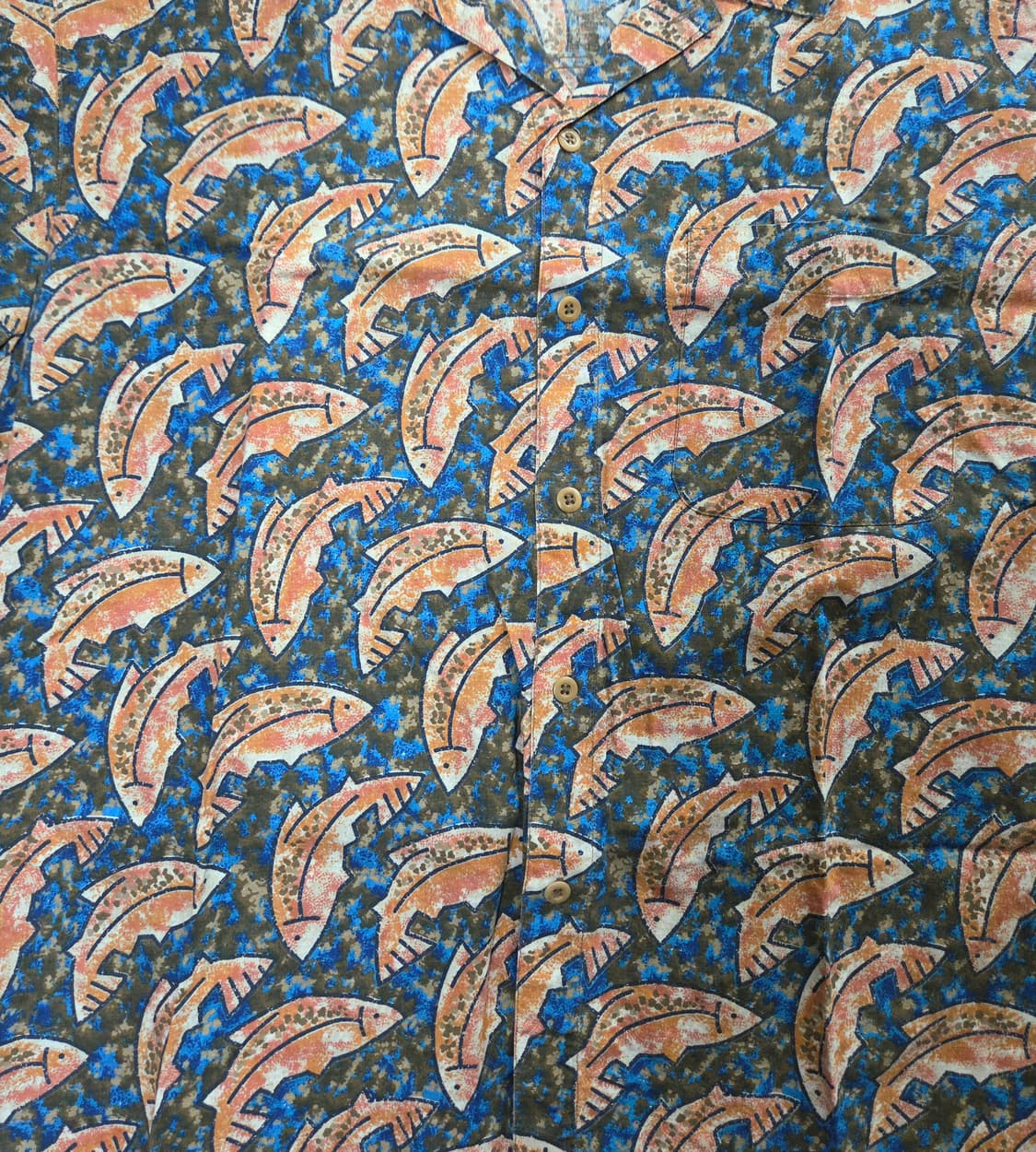 (L)파타고니아 90s vtg 하와이안 셔츠 물고기 패턴 파타로하 하프 상품이미지2