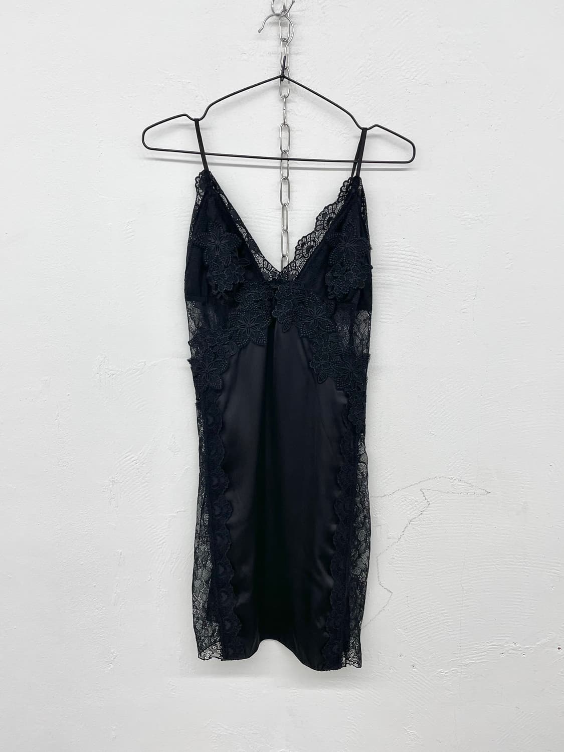 블랙 새틴 레이스 슬립 상품이미지4