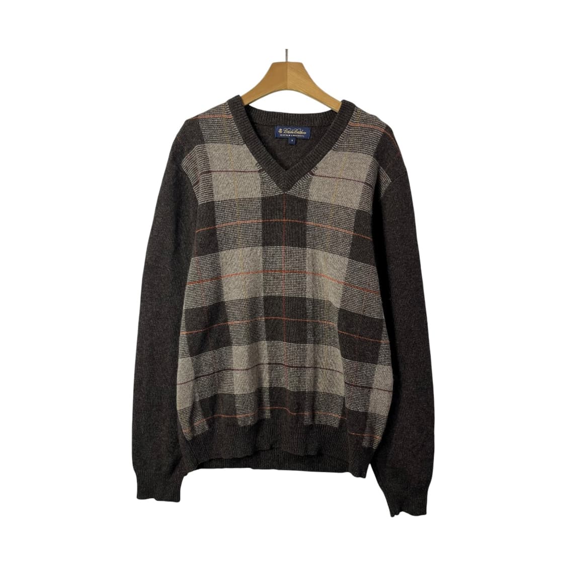 [Brooks Brothers] 브룩스브라더스 램스울 체크 V넥 니트 상품이미지1