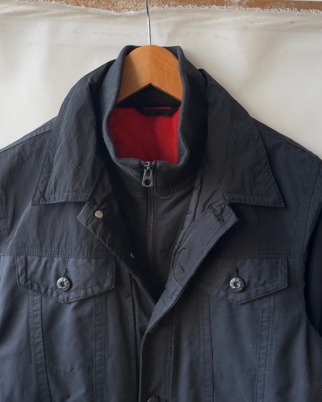 [DIESEL] black contrast quilted trucker  상품이미지5