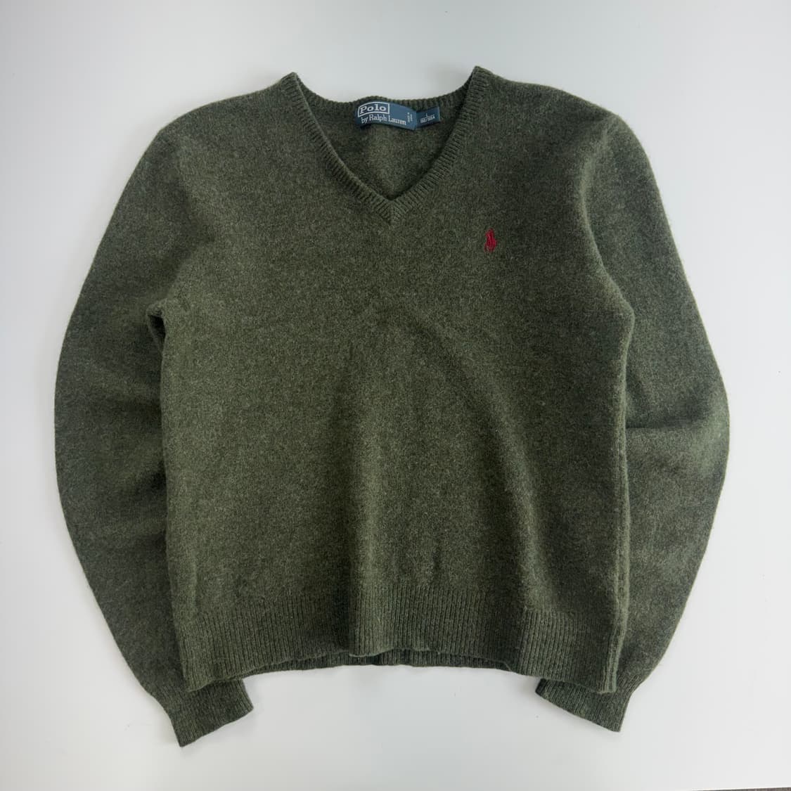 Polo 폴로 버건디 포니 그린 브이넥 니트 상품이미지3