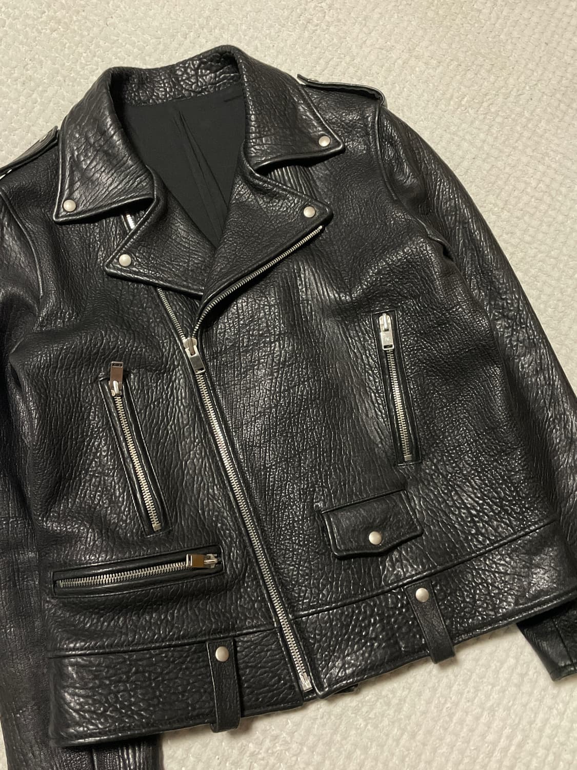 광희시장 웨스턴 무드 카우하이드 소가죽 풀 그레인 레더 자켓 상품이미지6