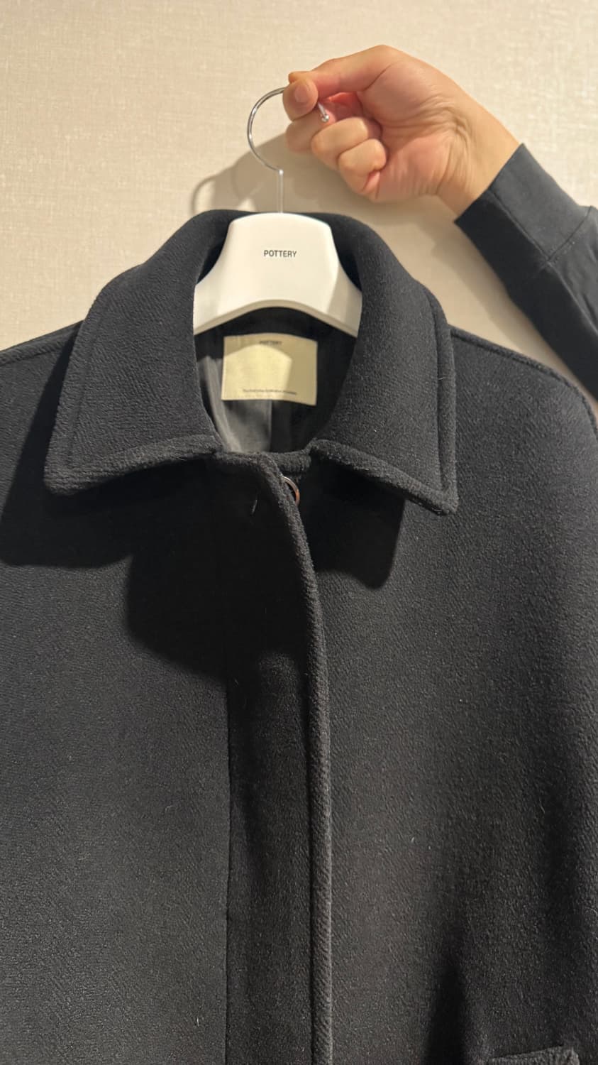  포터리 우먼 오버사이즈 하프 코트_블랙  상품이미지6