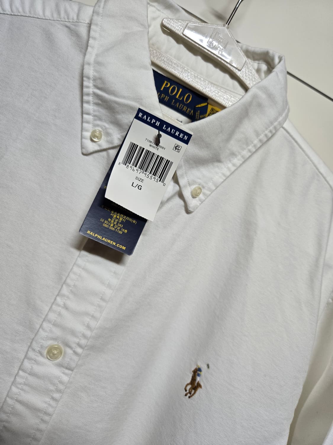 폴로랄프로렌 옥스포드 신형 화이트 셔츠 큐알택있는 새상품 상품이미지2