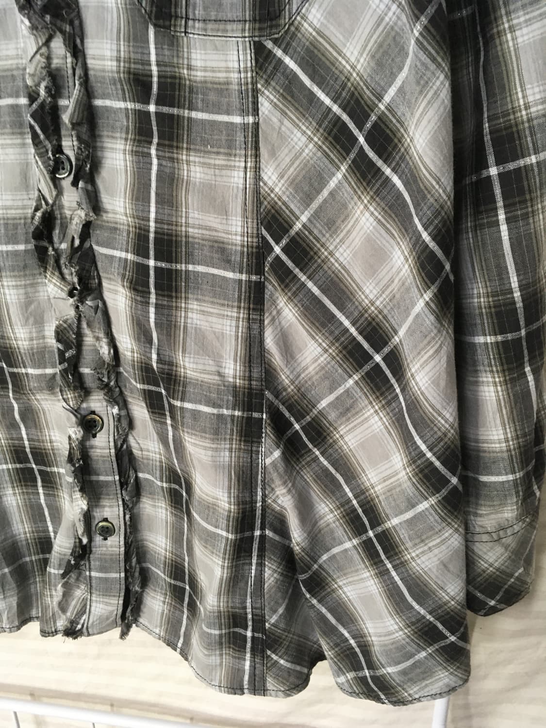 빈티지 레이스 체크 바비 셔츠 y2k 스트릿 갸루 펑키 일본빈티지715  상품이미지6