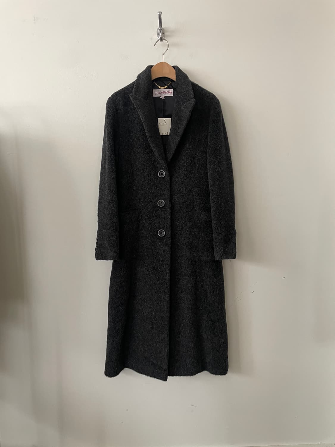 vintage hairy wool single long coat 상품이미지1