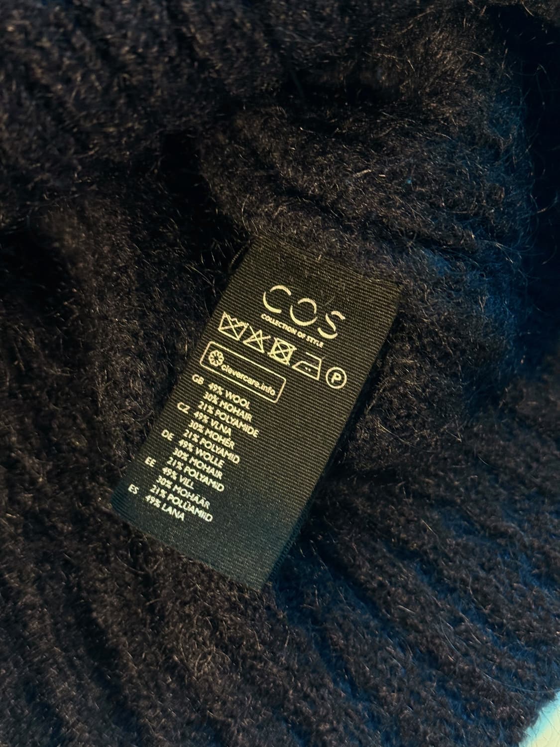 COS 코스 울&모헤어 랩 가디건 네이비 XS 사이즈입니다. 상품이미지5