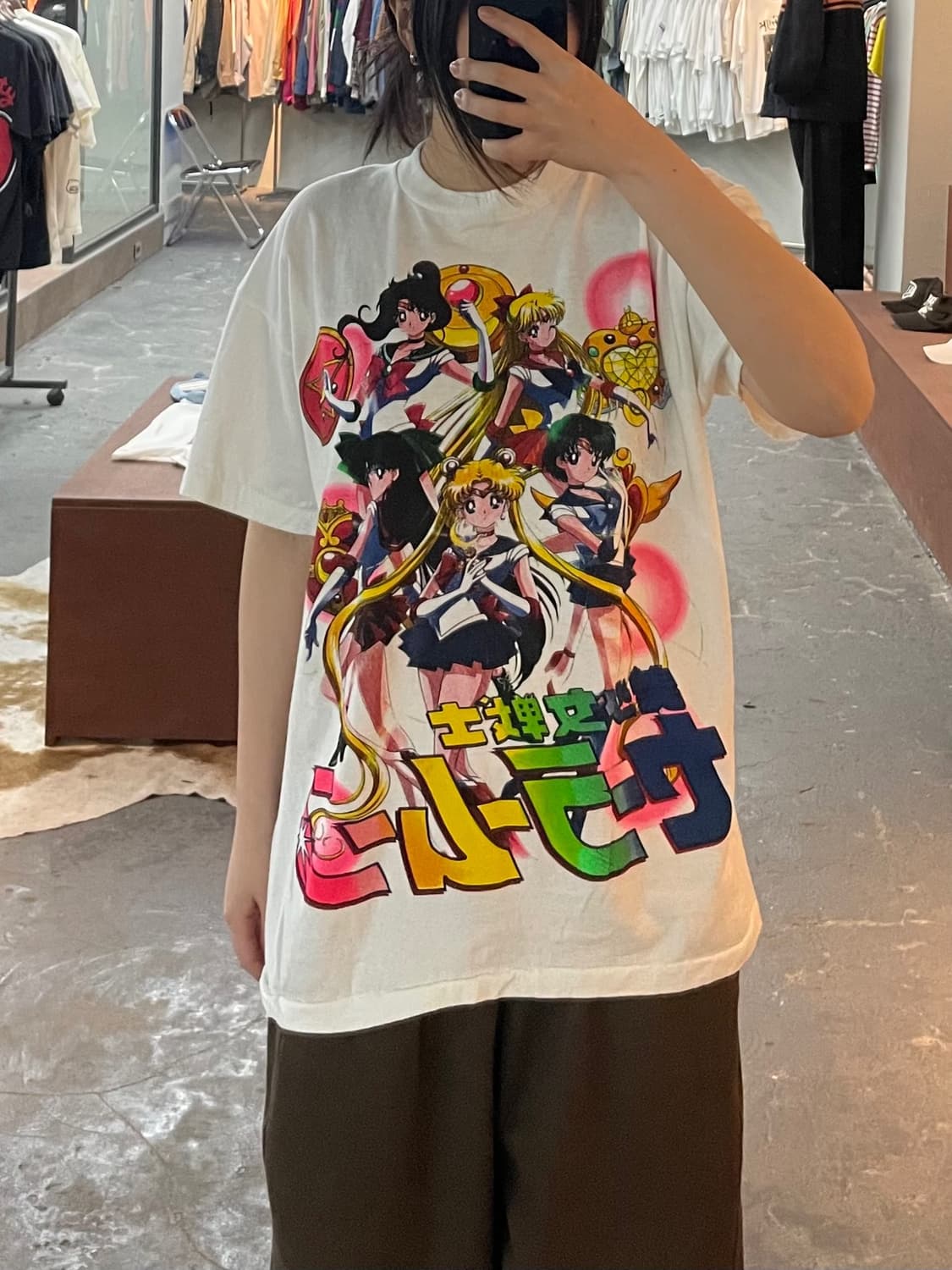 빈티지 USA 달의요정 세일러문 그래픽 화이트 반팔 H2515 상품이미지1