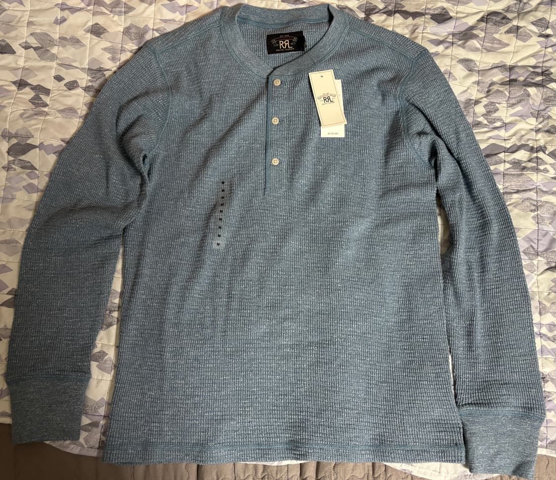 (새상품) 더블알엘 와플 헨리 니트 M 상품이미지3