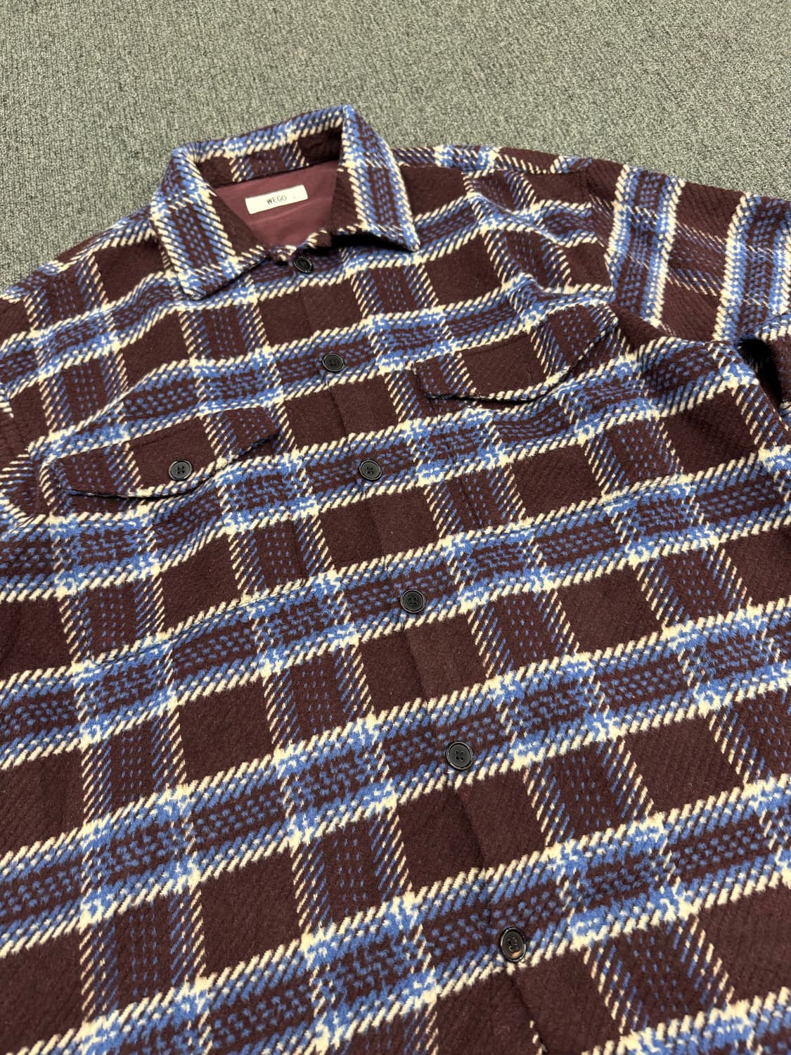 L)WEGO 빈티지 체크패턴 니트 셔츠자켓 상품이미지3