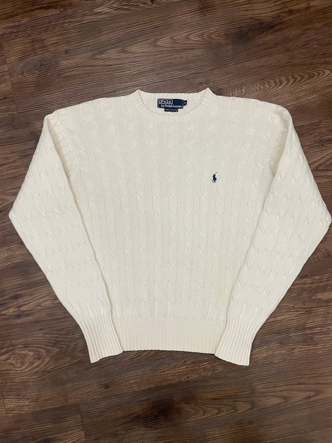 90s 폴로 랄프로렌 아이보리 케이블 니트 코튼 스웨터  상품이미지3