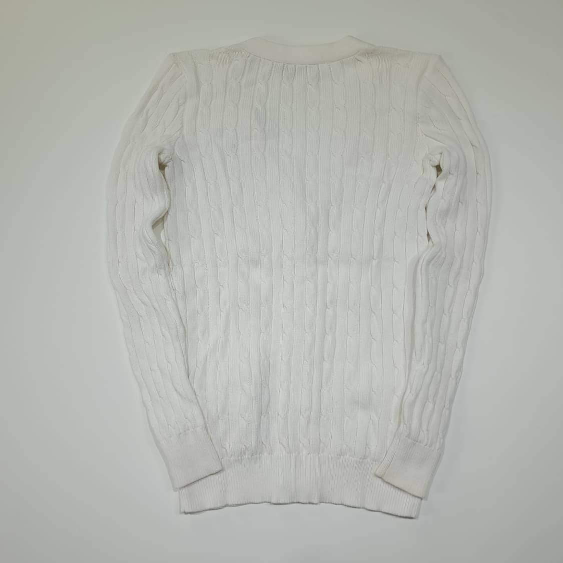 CL863 S 폴로 코튼 케이블 브이넥 화이트 니트 가디건 상품이미지8
