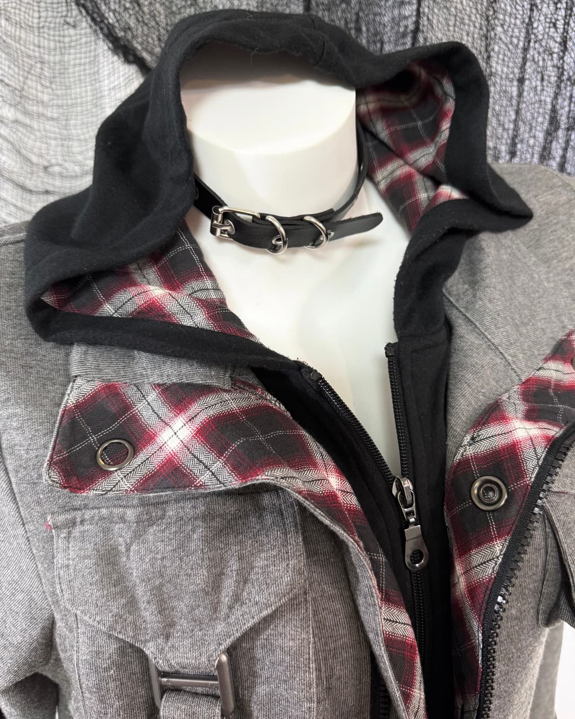 check buckle hood zip-up 상품이미지3