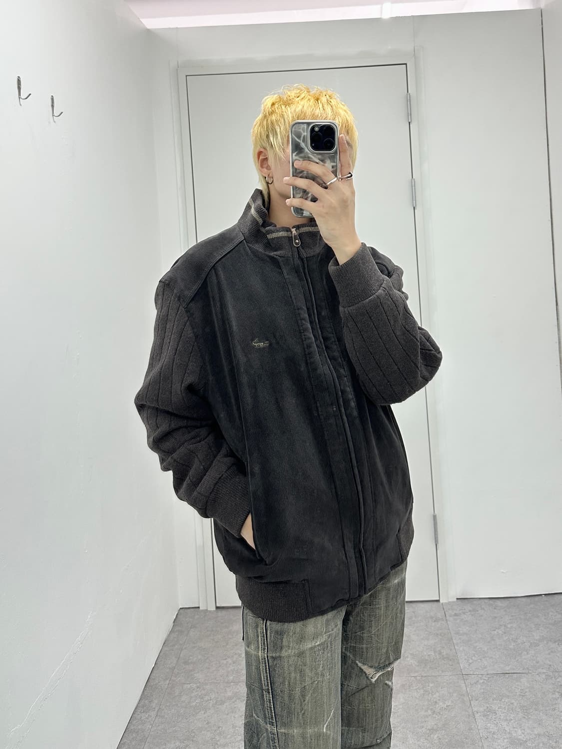 Crocodile corduroy knit bomber 상품이미지7