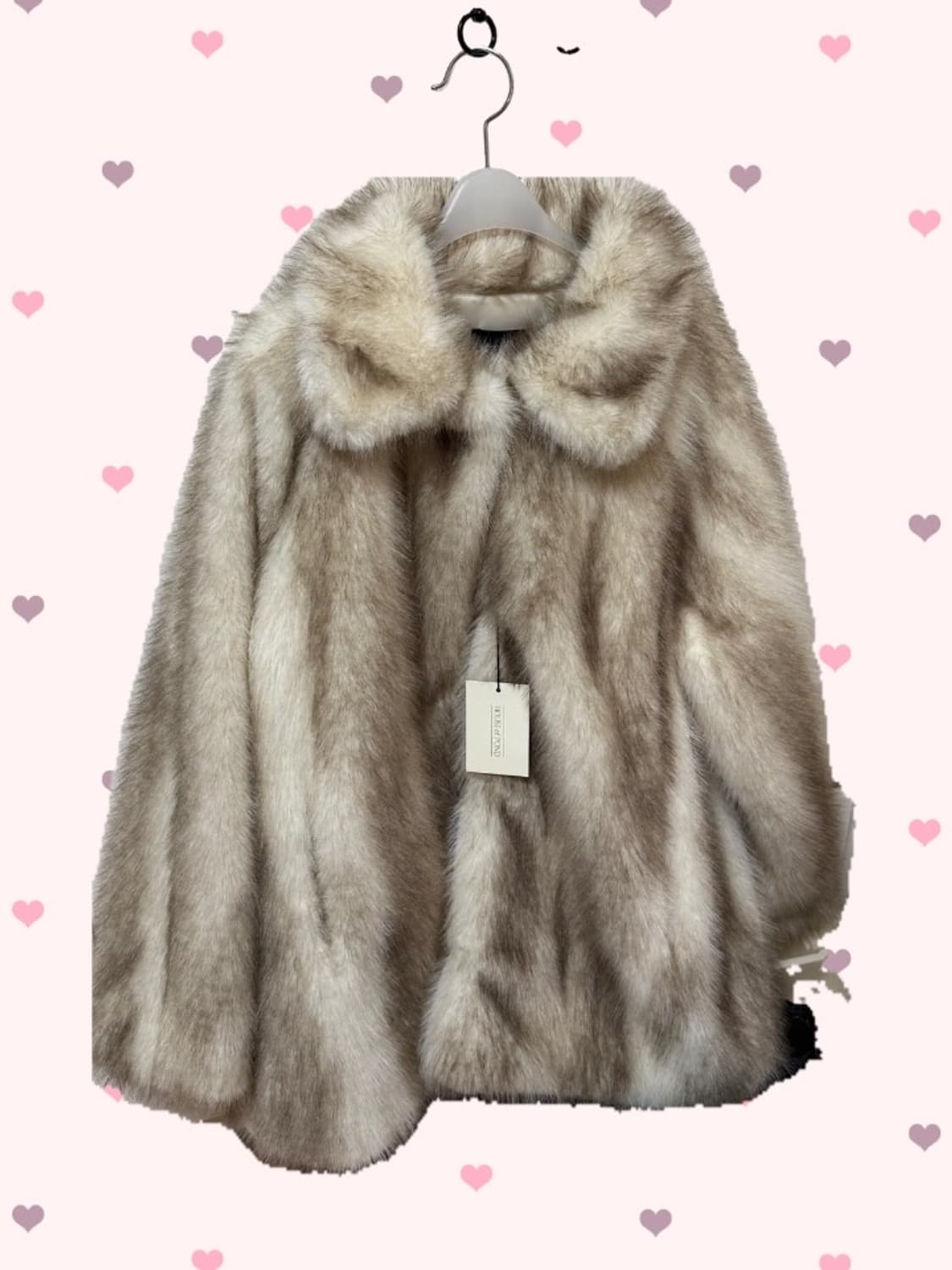 (새상품) 하우스오브폰드 퍼자켓 클래식 퍼하프코트 믹스베이지 상품이미지3