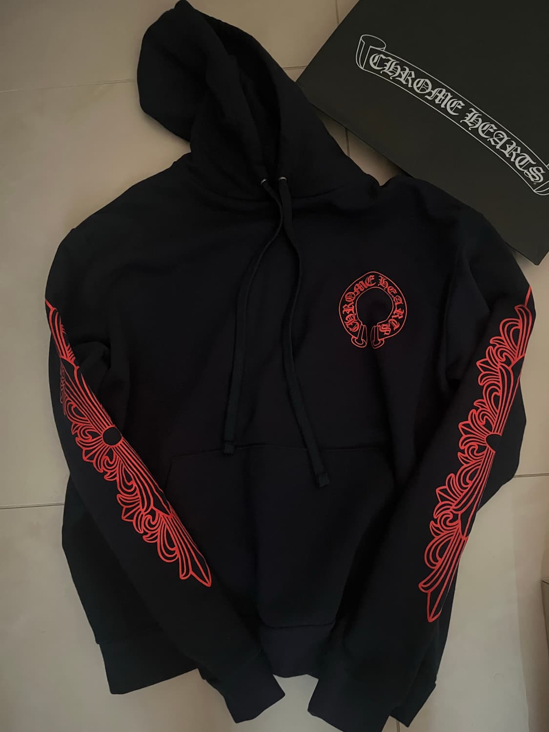 크롬하츠 홀스슈 플로랄 후드 네이비 상품이미지2