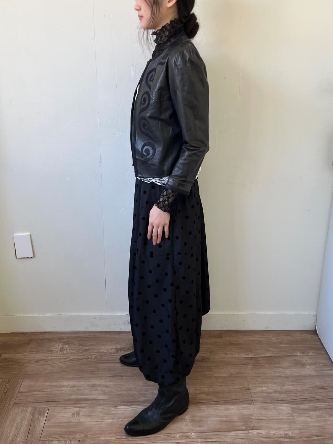 90’s PARIENNE 아라베스크 레더자켓 상품이미지9