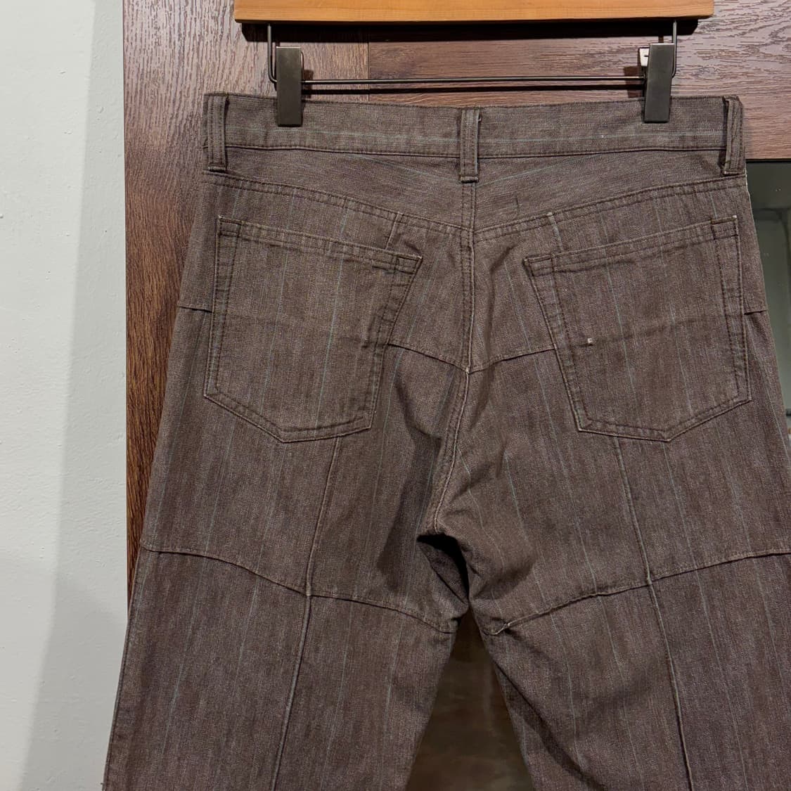 일본 빈티지 브라운 체크 패널 라인 스티치 팬츠 상품이미지4