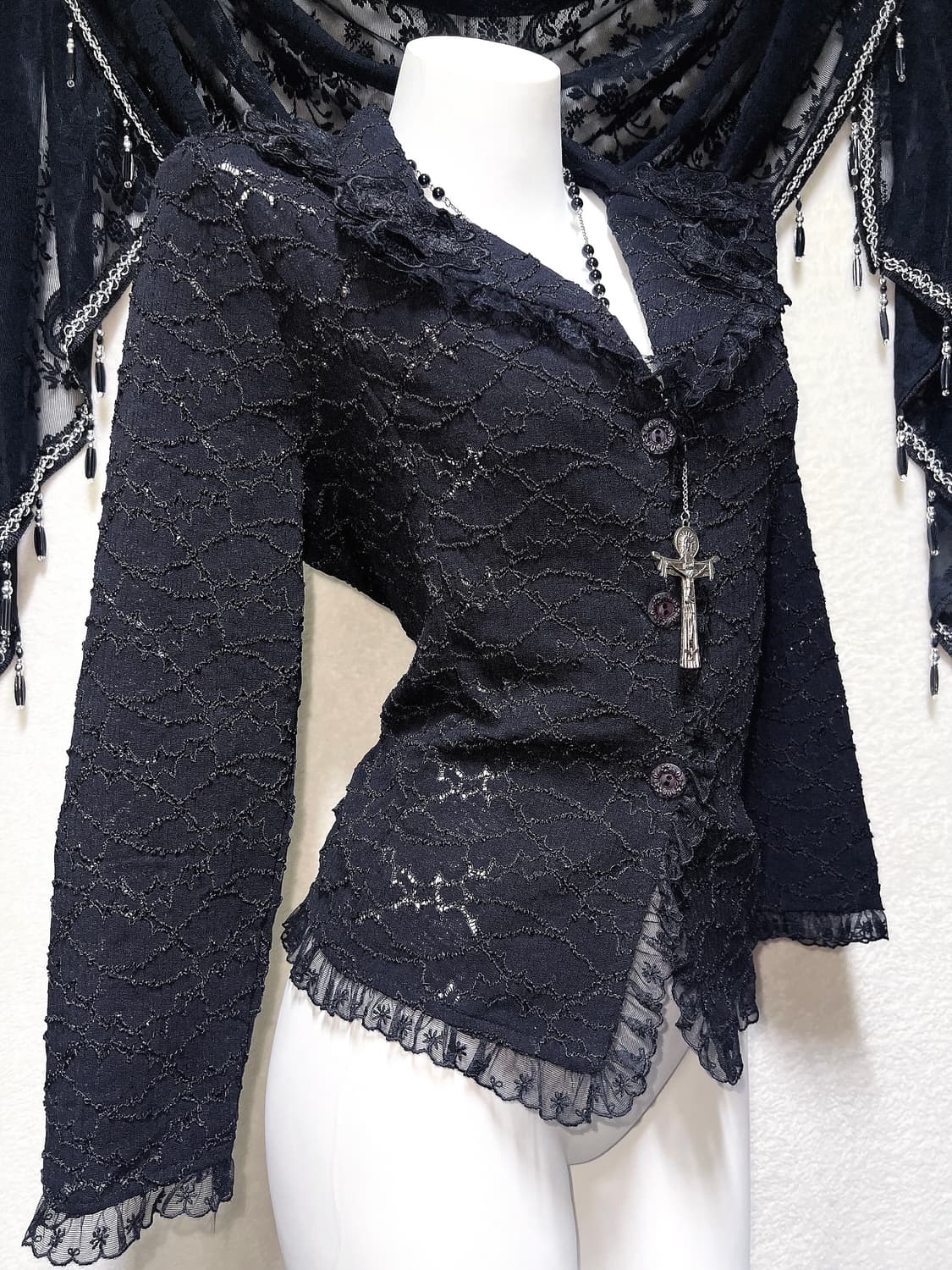 로맨틱고딕 고스로리 펑크 레이스 프릴 자켓 가디건 다크페어리 공겜 핀터 상품이미지3