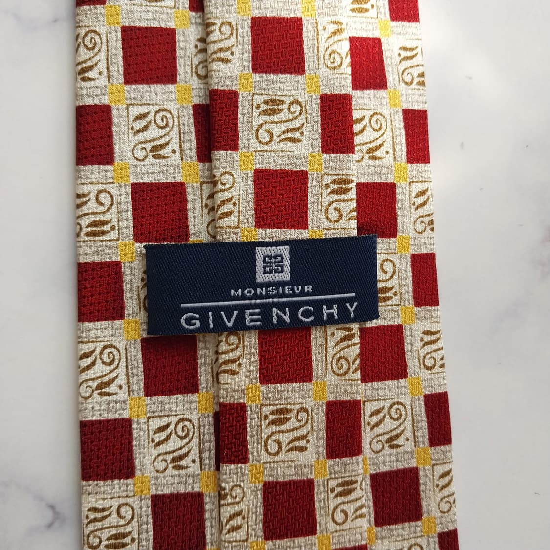 지방시 실크 베이지 체크 패턴 넥타이 9.8cm A+등급 K2429 상품이미지9