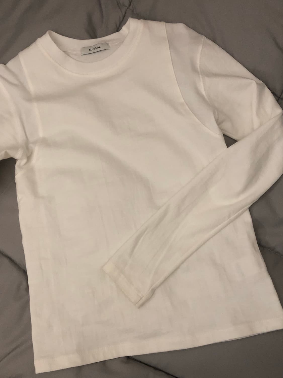 Mutual 뮤추얼 립드 긴팔티 화이트 상품이미지3