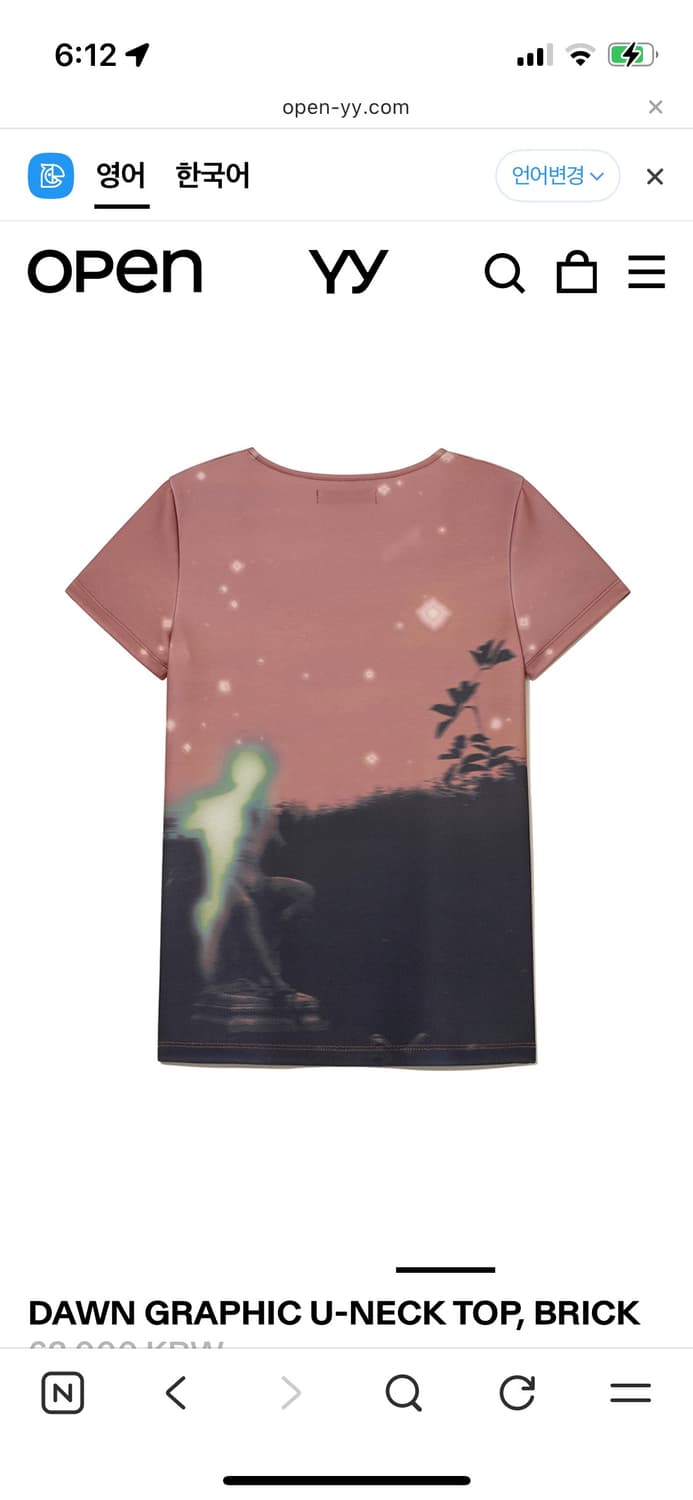 open yy dawn graphic u-neck top_brick 상품이미지3